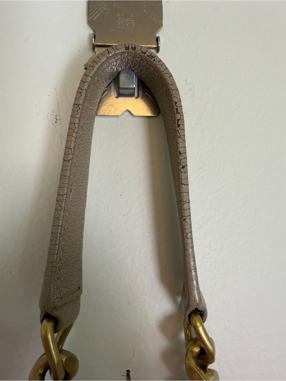 100% AUTH YSL Saint Laurent Dark Beige Sheepskin Matelassé Chevron College Bag - Picture 10 of 14